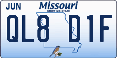 MO license plate QL8D1F