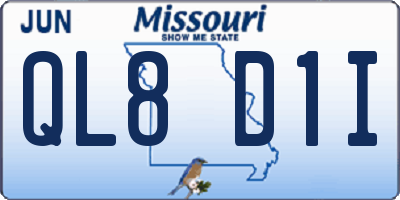 MO license plate QL8D1I