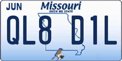 MO license plate QL8D1L