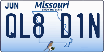 MO license plate QL8D1N