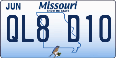 MO license plate QL8D1O