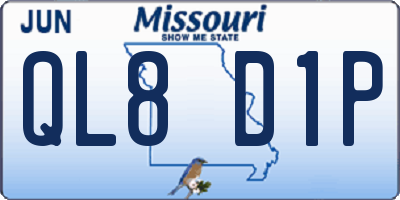 MO license plate QL8D1P