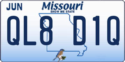 MO license plate QL8D1Q