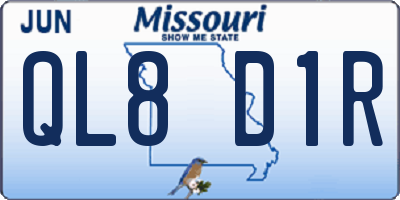 MO license plate QL8D1R