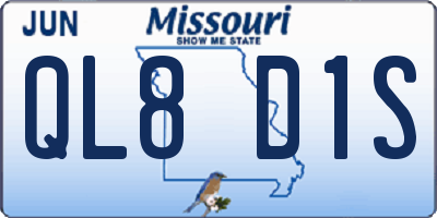 MO license plate QL8D1S