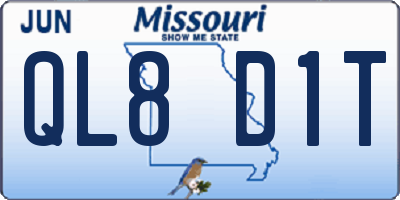 MO license plate QL8D1T