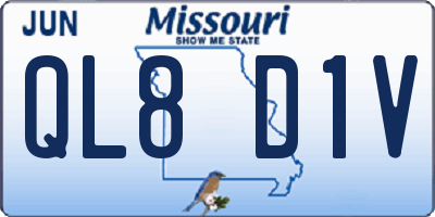 MO license plate QL8D1V