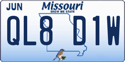 MO license plate QL8D1W