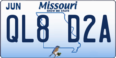 MO license plate QL8D2A