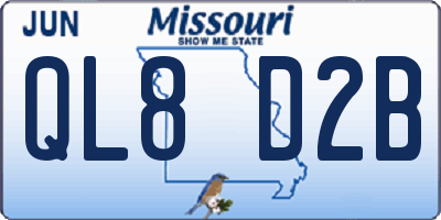 MO license plate QL8D2B