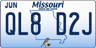 MO license plate QL8D2J