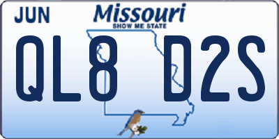 MO license plate QL8D2S