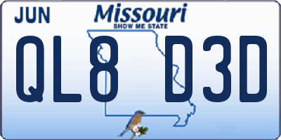 MO license plate QL8D3D