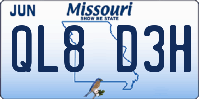 MO license plate QL8D3H