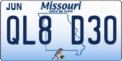 MO license plate QL8D3O