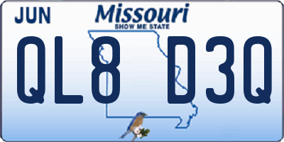 MO license plate QL8D3Q