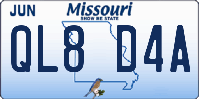 MO license plate QL8D4A