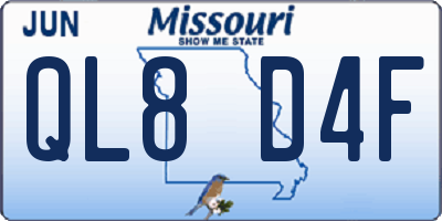 MO license plate QL8D4F