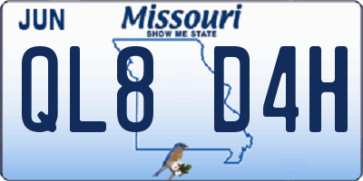 MO license plate QL8D4H