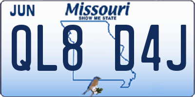 MO license plate QL8D4J