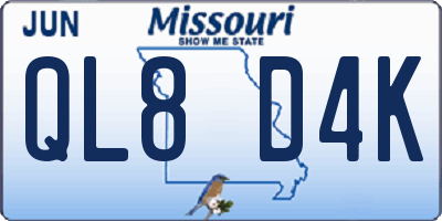 MO license plate QL8D4K