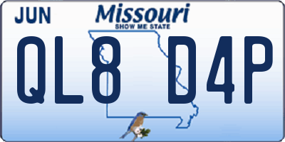 MO license plate QL8D4P