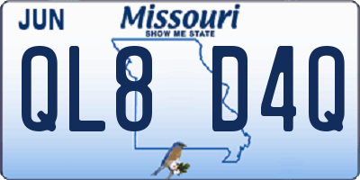 MO license plate QL8D4Q