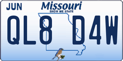 MO license plate QL8D4W