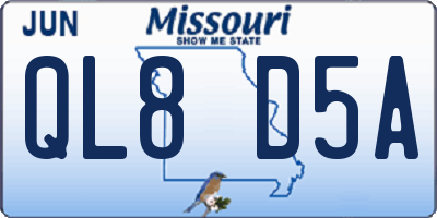 MO license plate QL8D5A
