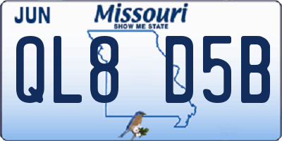 MO license plate QL8D5B