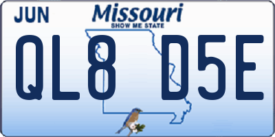 MO license plate QL8D5E