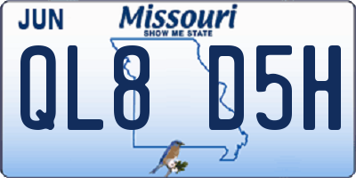 MO license plate QL8D5H