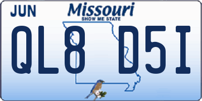 MO license plate QL8D5I