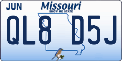 MO license plate QL8D5J