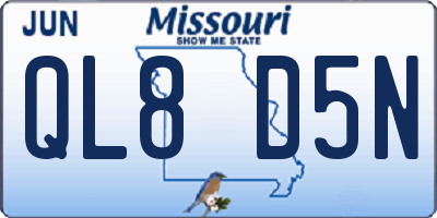 MO license plate QL8D5N