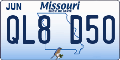MO license plate QL8D5O