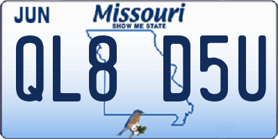 MO license plate QL8D5U