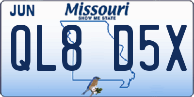 MO license plate QL8D5X