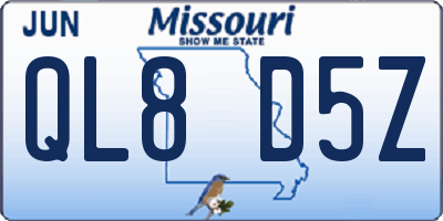 MO license plate QL8D5Z
