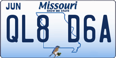 MO license plate QL8D6A