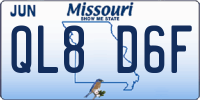 MO license plate QL8D6F