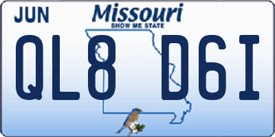 MO license plate QL8D6I