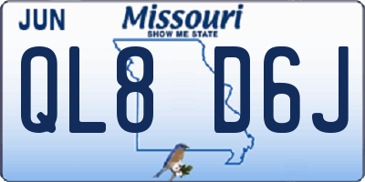 MO license plate QL8D6J