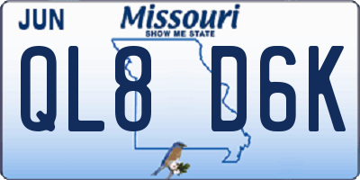 MO license plate QL8D6K
