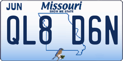 MO license plate QL8D6N