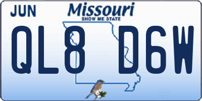 MO license plate QL8D6W