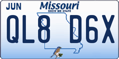 MO license plate QL8D6X