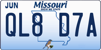 MO license plate QL8D7A