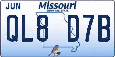 MO license plate QL8D7B