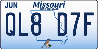 MO license plate QL8D7F